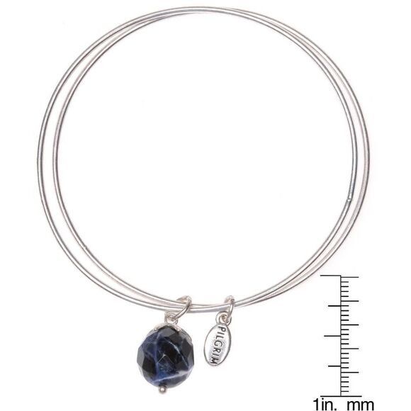 Pilgrim Skanderborg Silvertone Blue Gemstone Bracelet - Picture 2 of 2